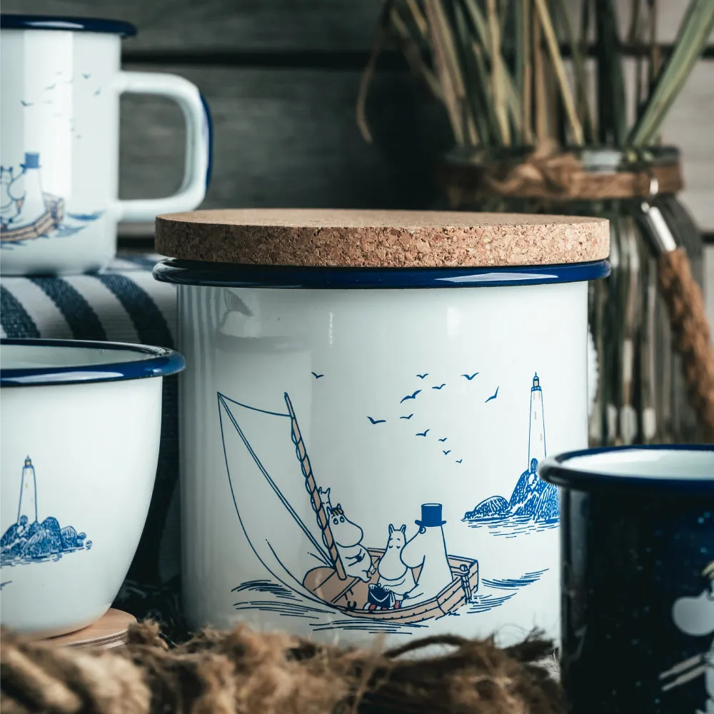 Moomin Enamel Jar 1.3 L with lid Sailors