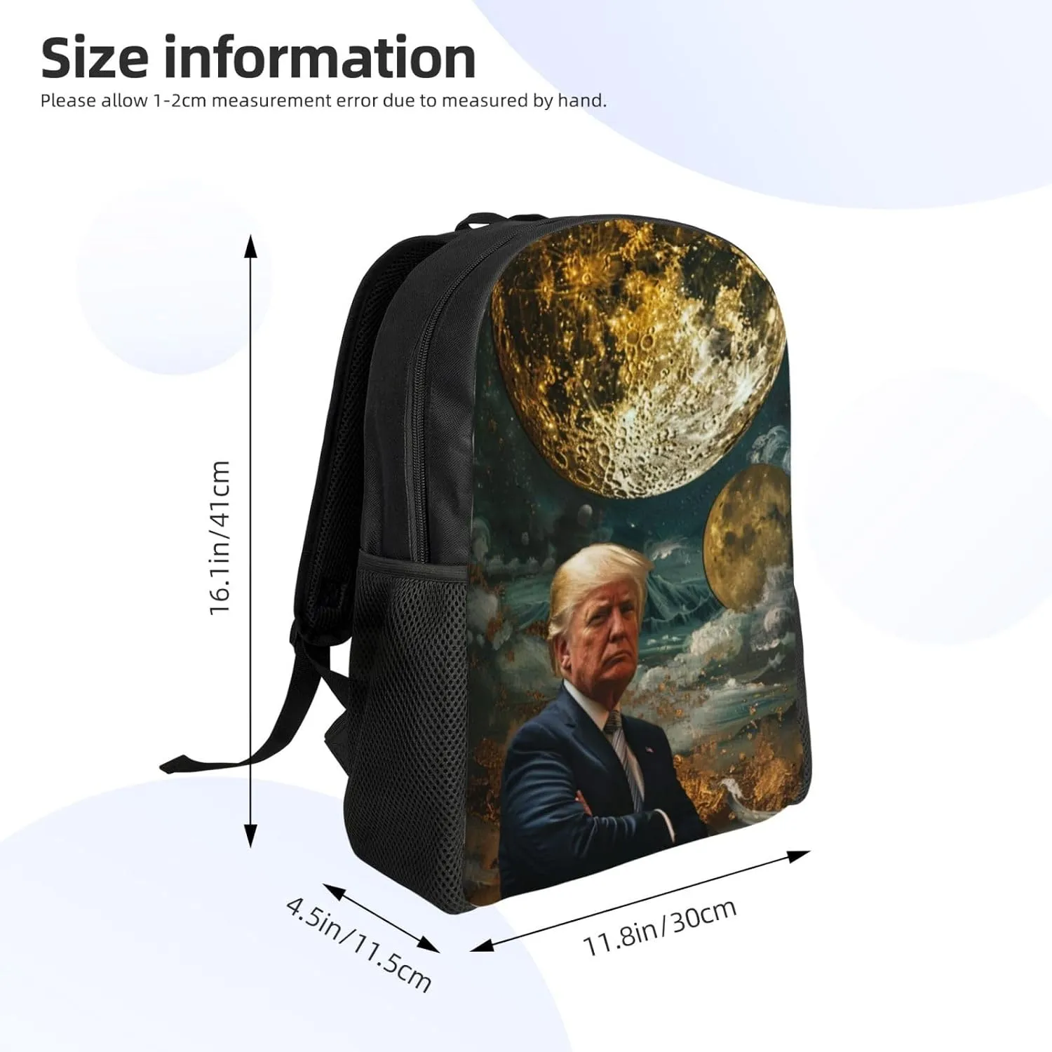 Moon Trump Backpack Waterproof Anti Theft Durable Light Laptop Bag Backpacks For Women Men Travel Gym Backpack
