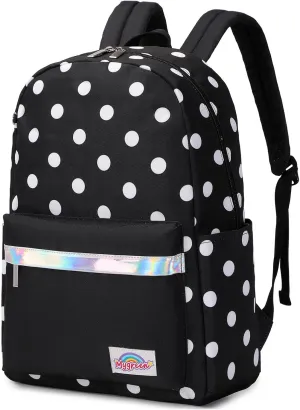 mygreen Kids School Bags for Boys Girls Polka Dot Elementary School Backpacks Kindergarten Bookbags Lightweight Durable Black