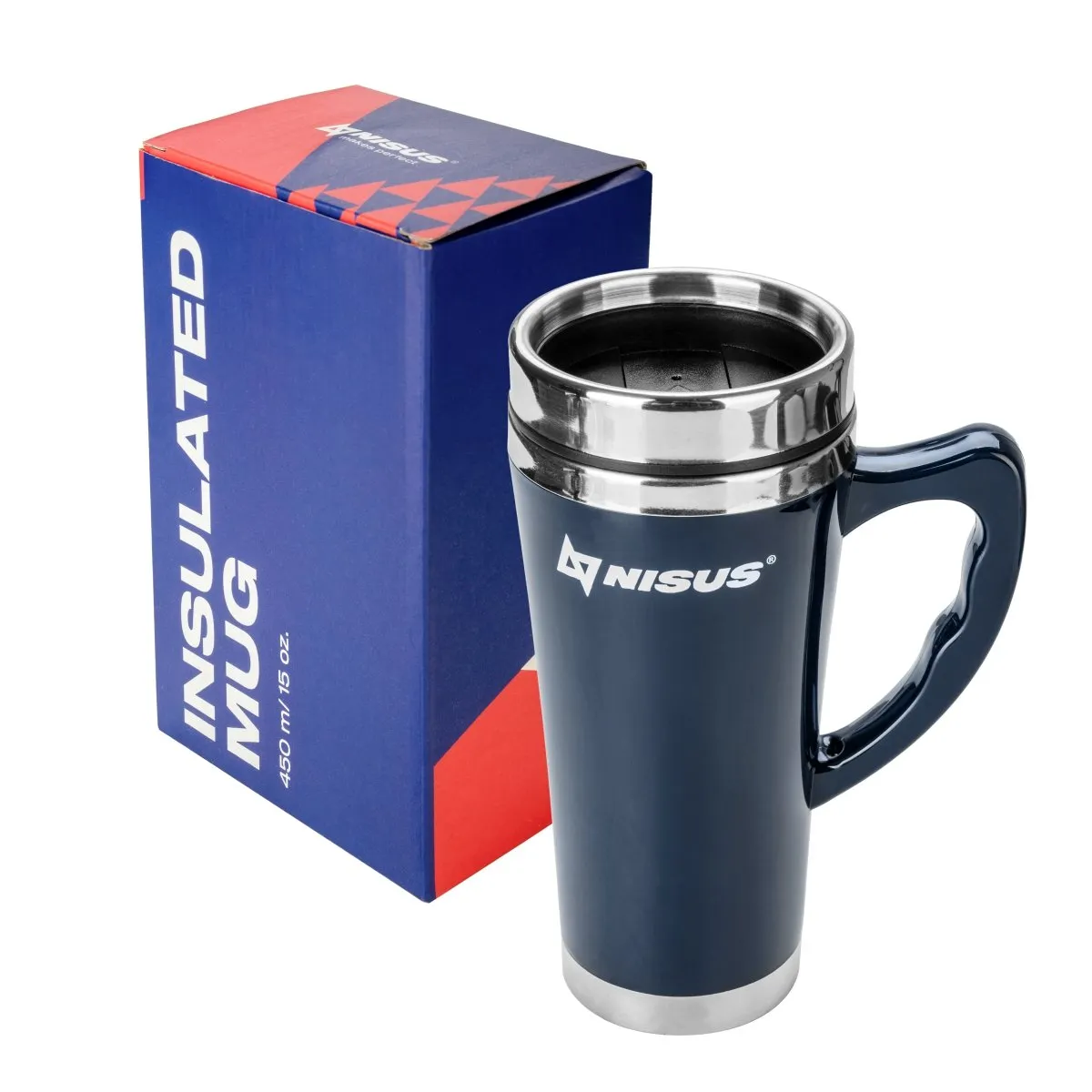 Nisus Stainless Steel Tumbler with Handle and Lid Blue 15 oz