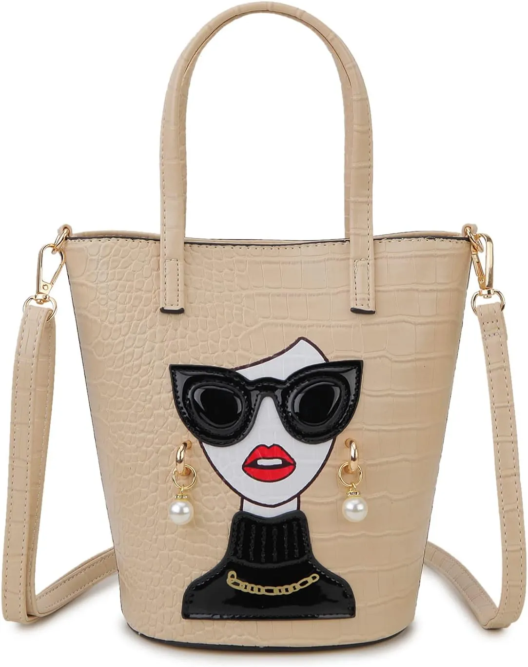 Novelty 3D Lady Face Purse Top Handle Satchel Handbags Clutch Purse for Women Unique Shoulder Bags