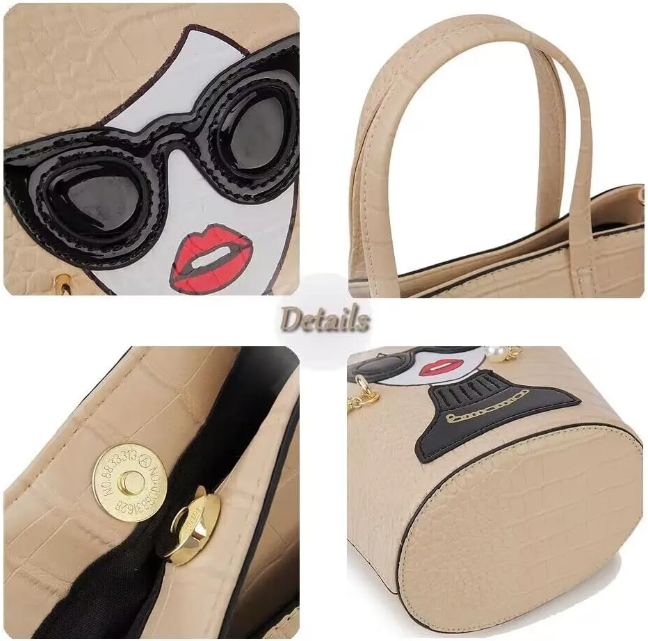 Novelty 3D Lady Face Purse Top Handle Satchel Handbags Clutch Purse for Women Unique Shoulder Bags