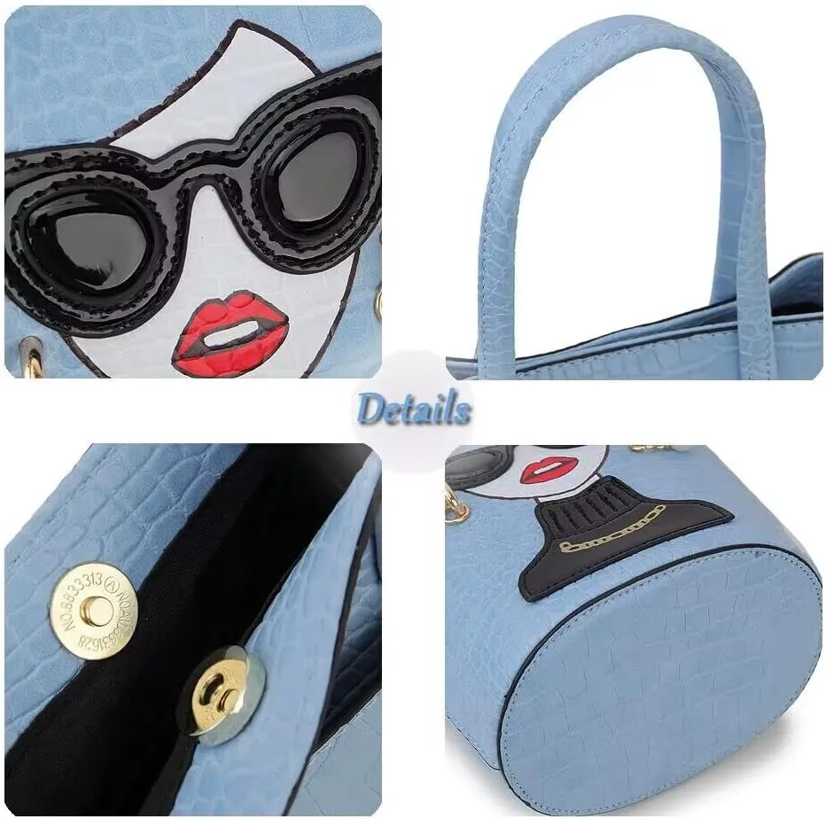 Novelty 3D Lady Face Purse Top Handle Satchel Handbags Clutch Purse for Women Unique Shoulder Bags
