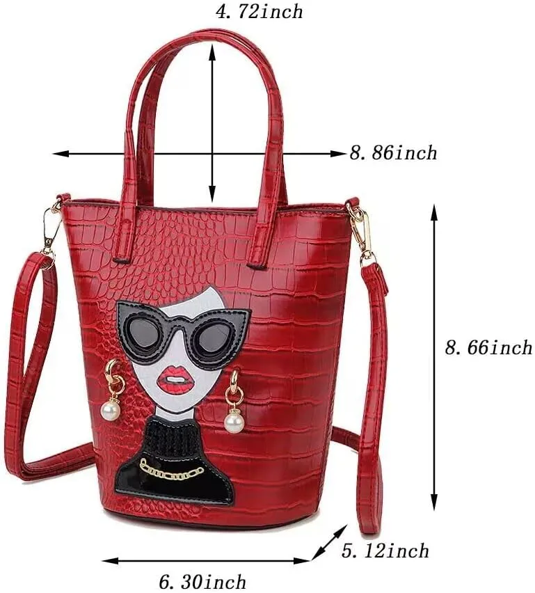 Novelty 3D Lady Face Purse Top Handle Satchel Handbags Clutch Purse for Women Unique Shoulder Bags
