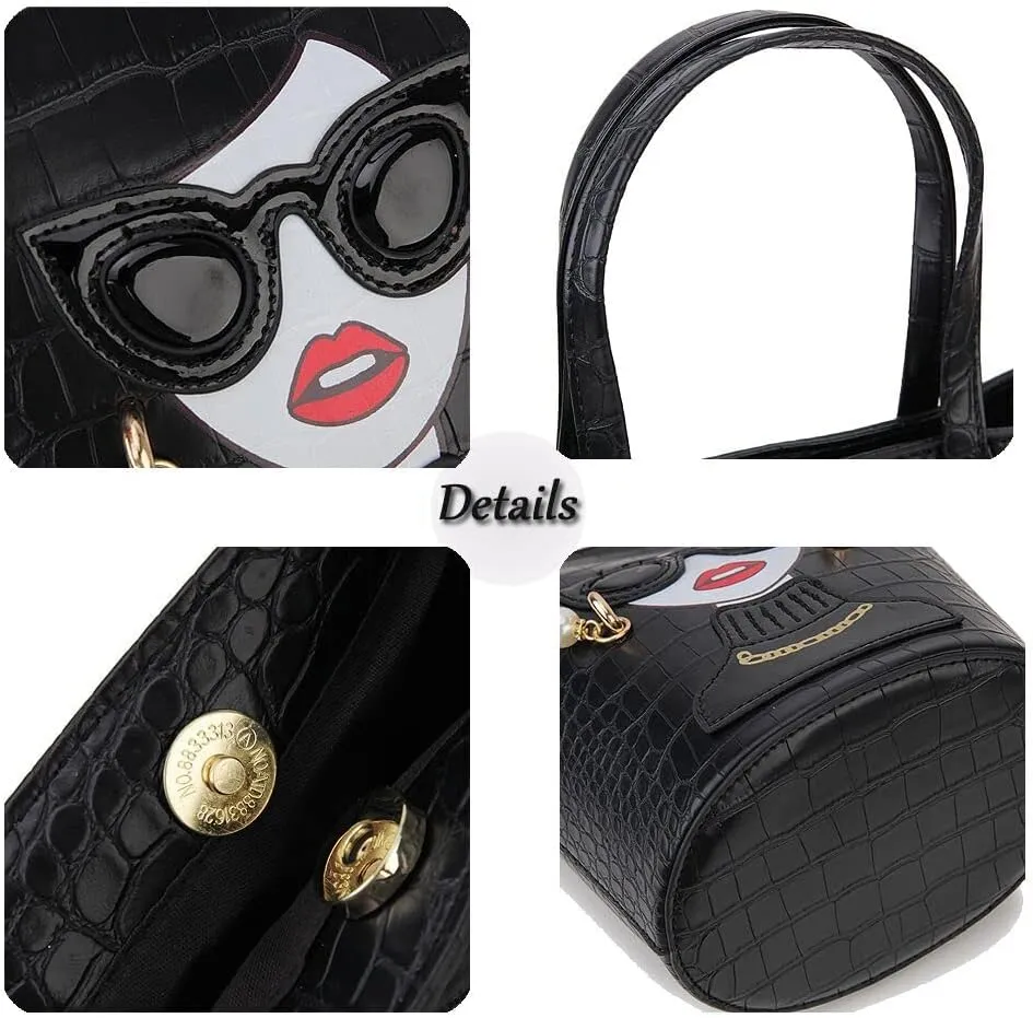 Novelty 3D Lady Face Purse Top Handle Satchel Handbags Clutch Purse for Women Unique Shoulder Bags