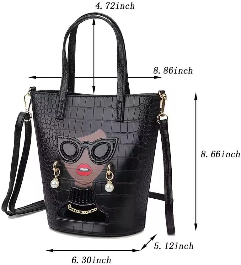 Novelty 3D Lady Face Purse Top Handle Satchel Handbags Clutch Purse for Women Unique Shoulder Bags