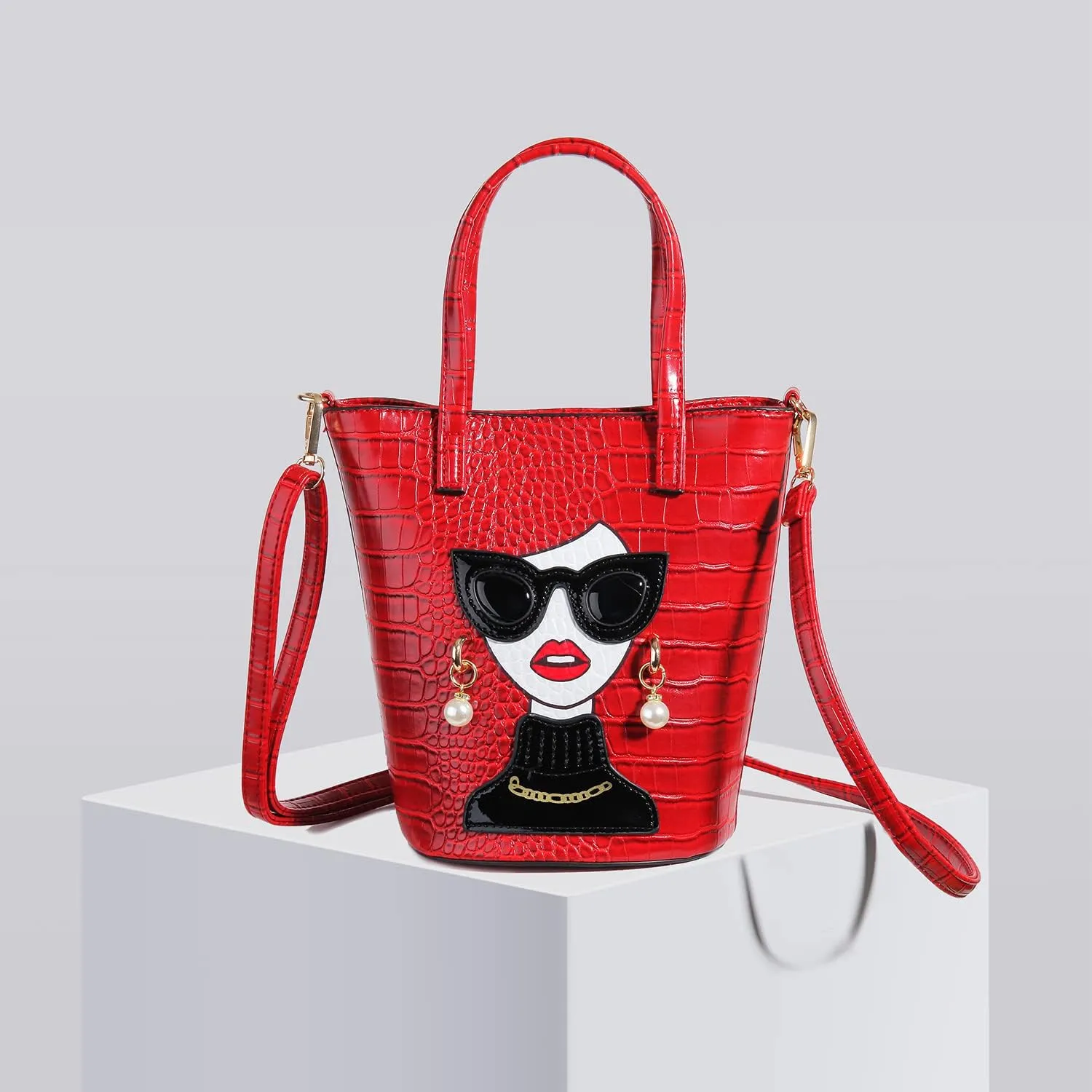 Novelty 3D Lady Face Purse Top Handle Satchel Handbags Clutch Purse for Women Unique Shoulder Bags