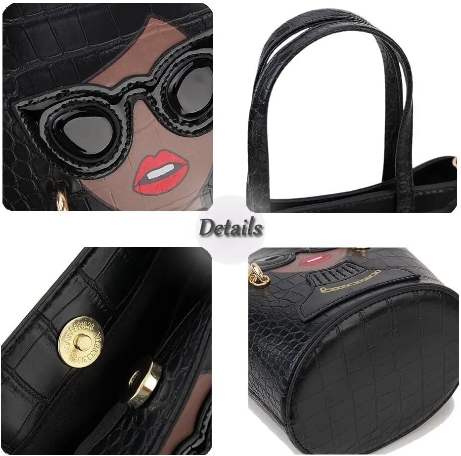 Novelty 3D Lady Face Purse Top Handle Satchel Handbags Clutch Purse for Women Unique Shoulder Bags