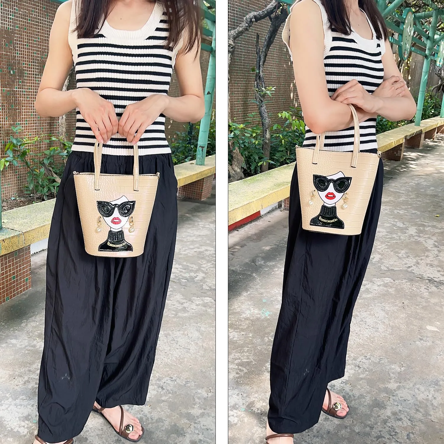 Novelty 3D Lady Face Purse Top Handle Satchel Handbags Clutch Purse for Women Unique Shoulder Bags