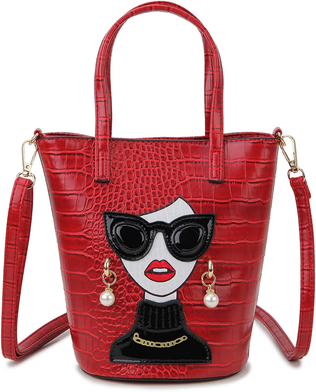 Novelty 3D Lady Face Purse Top Handle Satchel Handbags Clutch Purse for Women Unique Shoulder Bags