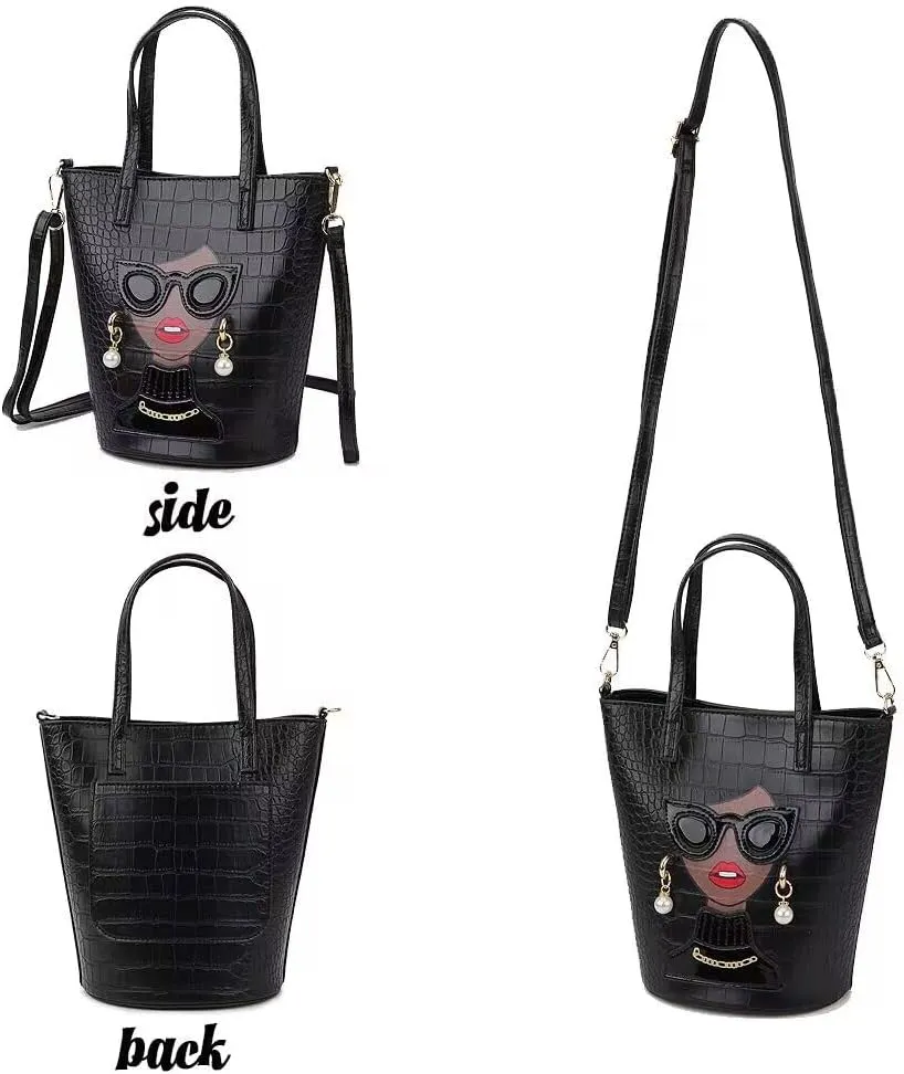 Novelty 3D Lady Face Purse Top Handle Satchel Handbags Clutch Purse for Women Unique Shoulder Bags