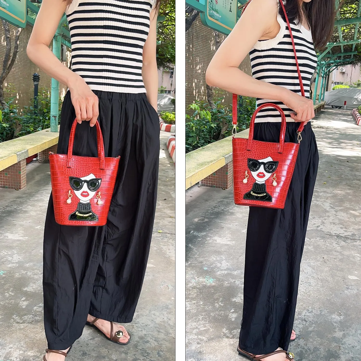 Novelty 3D Lady Face Purse Top Handle Satchel Handbags Clutch Purse for Women Unique Shoulder Bags