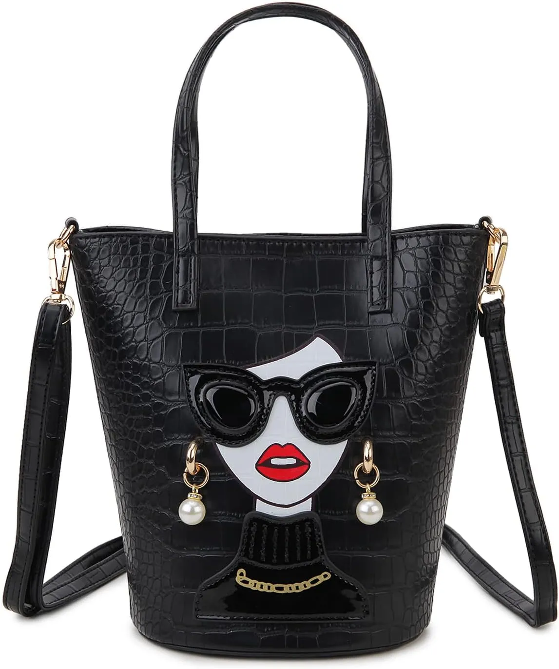Novelty 3D Lady Face Purse Top Handle Satchel Handbags Clutch Purse for Women Unique Shoulder Bags