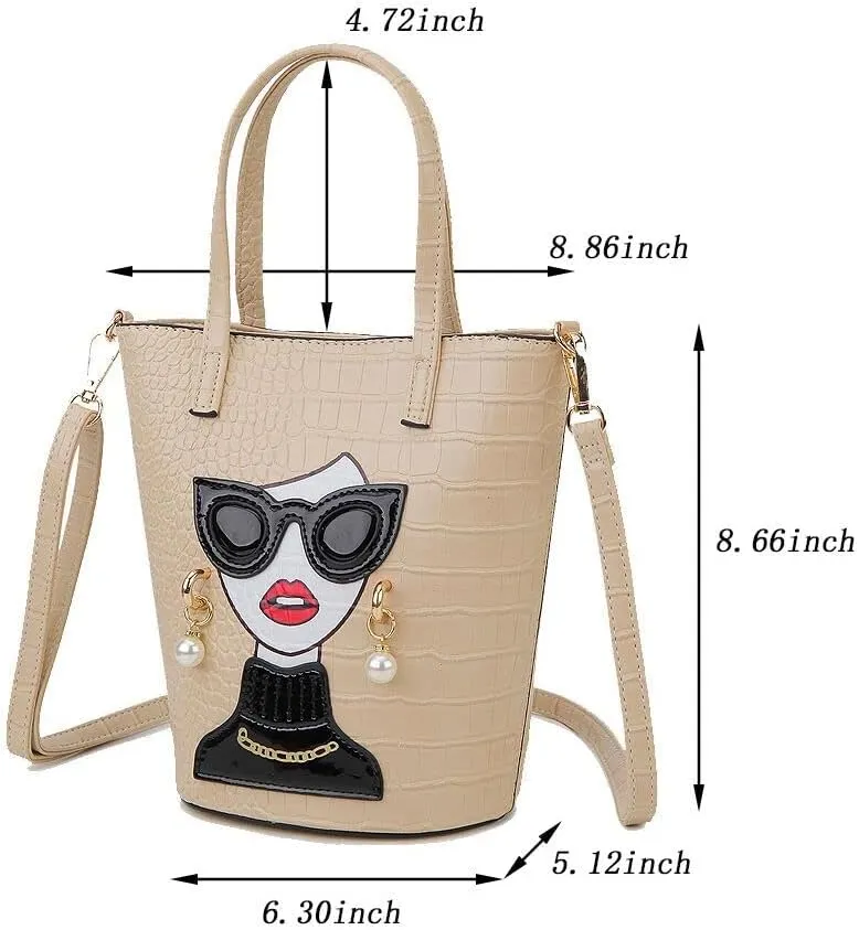 Novelty 3D Lady Face Purse Top Handle Satchel Handbags Clutch Purse for Women Unique Shoulder Bags