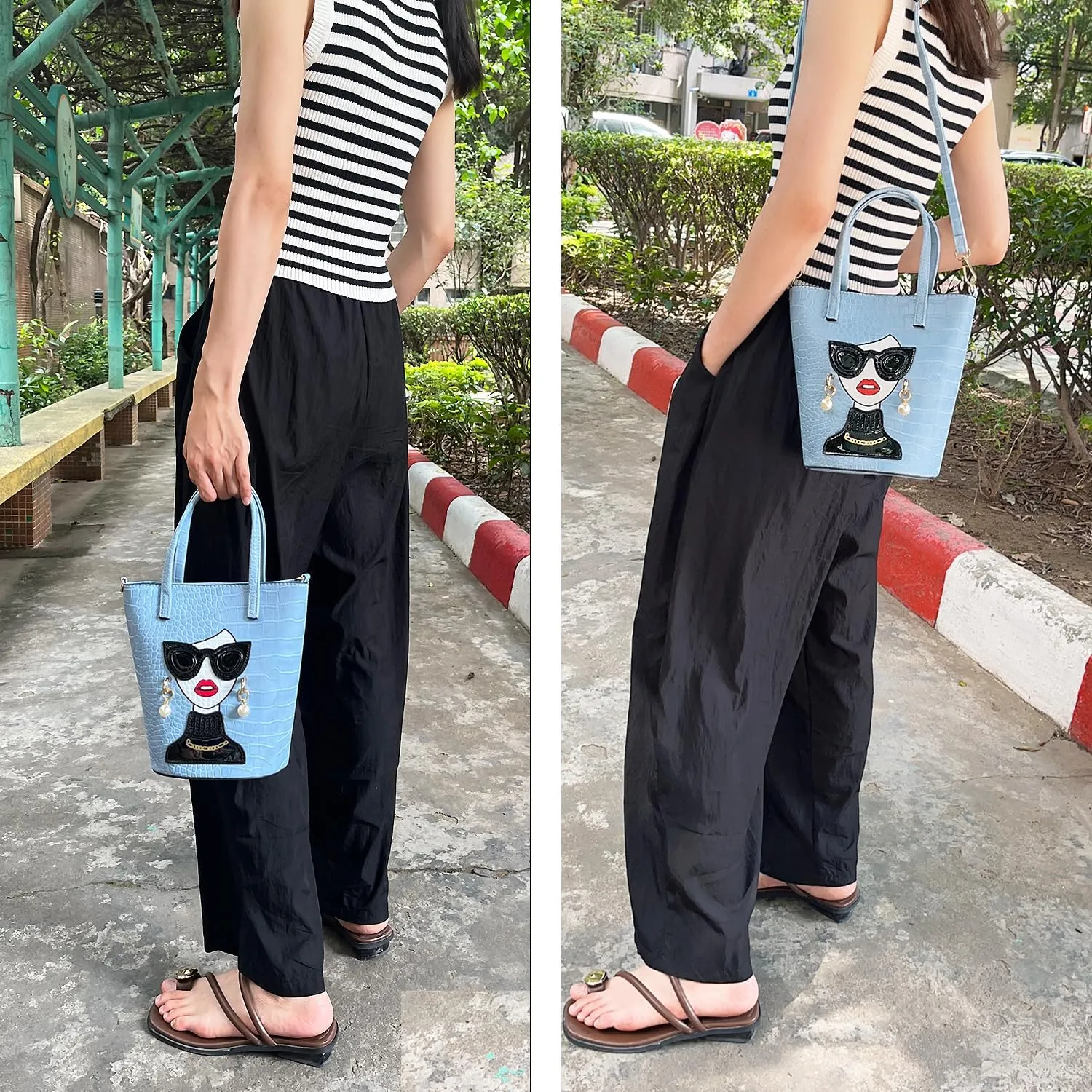 Novelty 3D Lady Face Purse Top Handle Satchel Handbags Clutch Purse for Women Unique Shoulder Bags