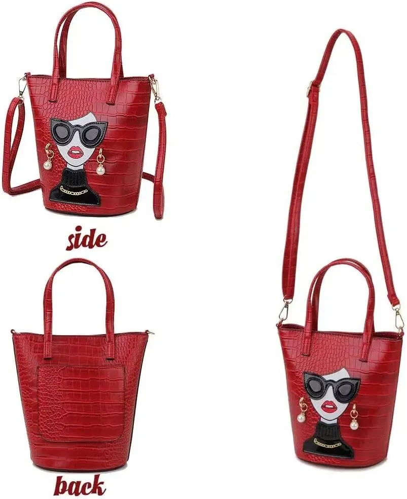 Novelty 3D Lady Face Purse Top Handle Satchel Handbags Clutch Purse for Women Unique Shoulder Bags