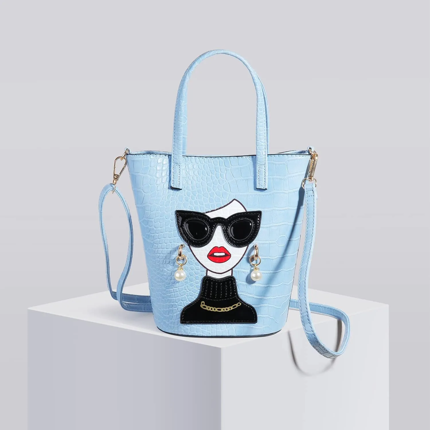 Novelty 3D Lady Face Purse Top Handle Satchel Handbags Clutch Purse for Women Unique Shoulder Bags