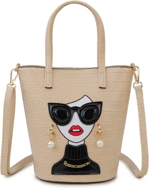 Novelty 3D Lady Face Purse Top Handle Satchel Handbags Clutch Purse for Women Unique Shoulder Bags