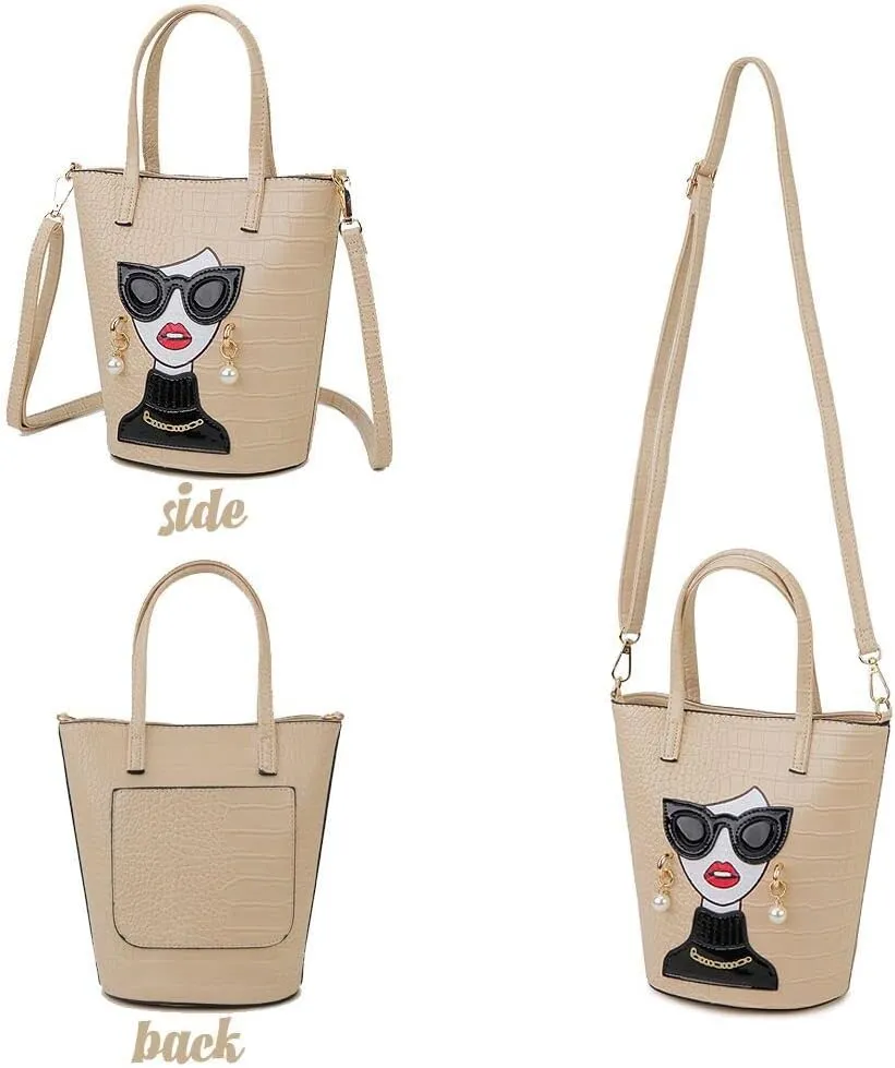 Novelty 3D Lady Face Purse Top Handle Satchel Handbags Clutch Purse for Women Unique Shoulder Bags