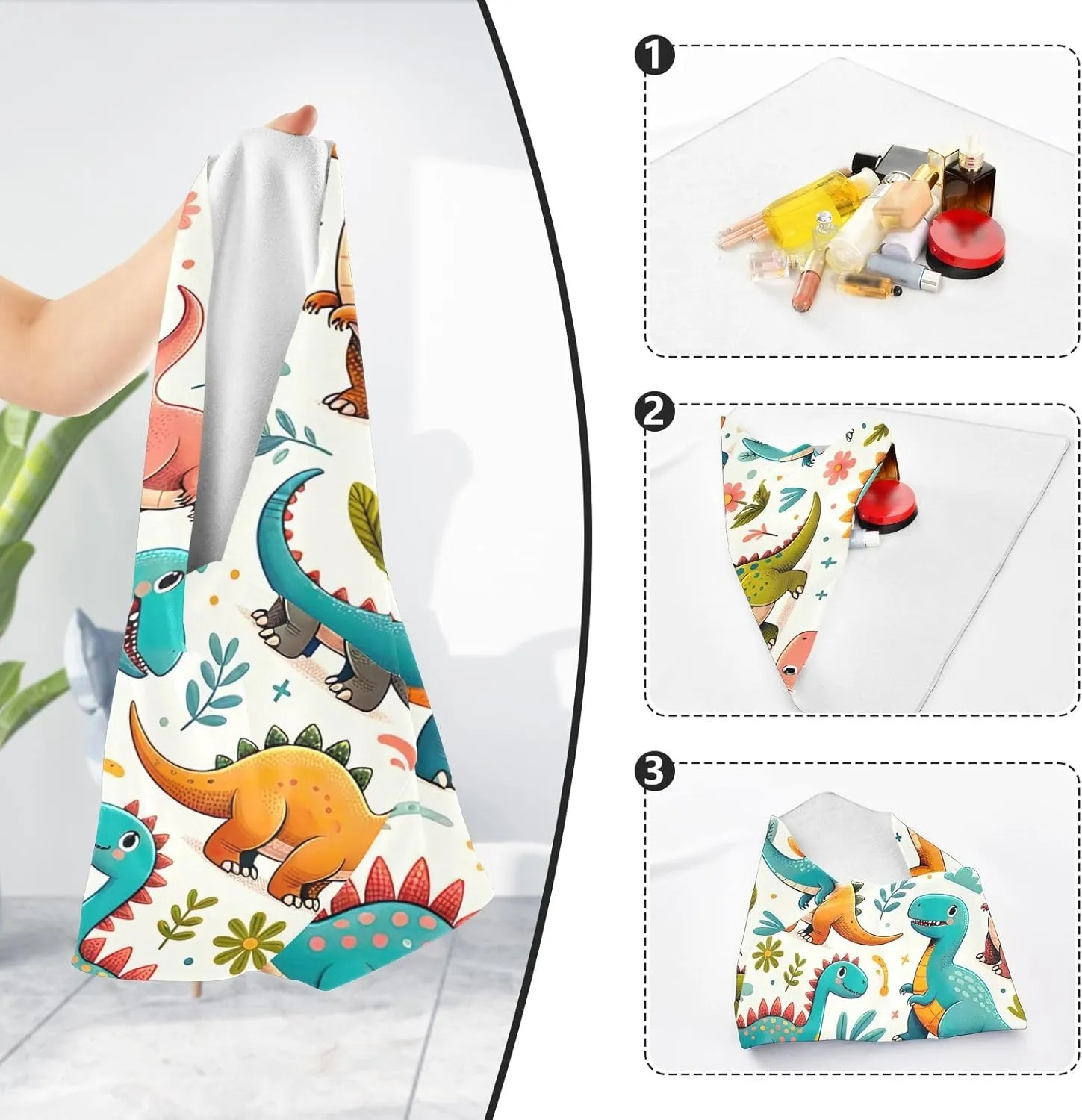 ODAWA Self-adhesive Cloth 17.7"x17.7" Dinosaur Fun Green Camera Protective Wrap Lightweight Foldable Wrapper for Camera Accessories