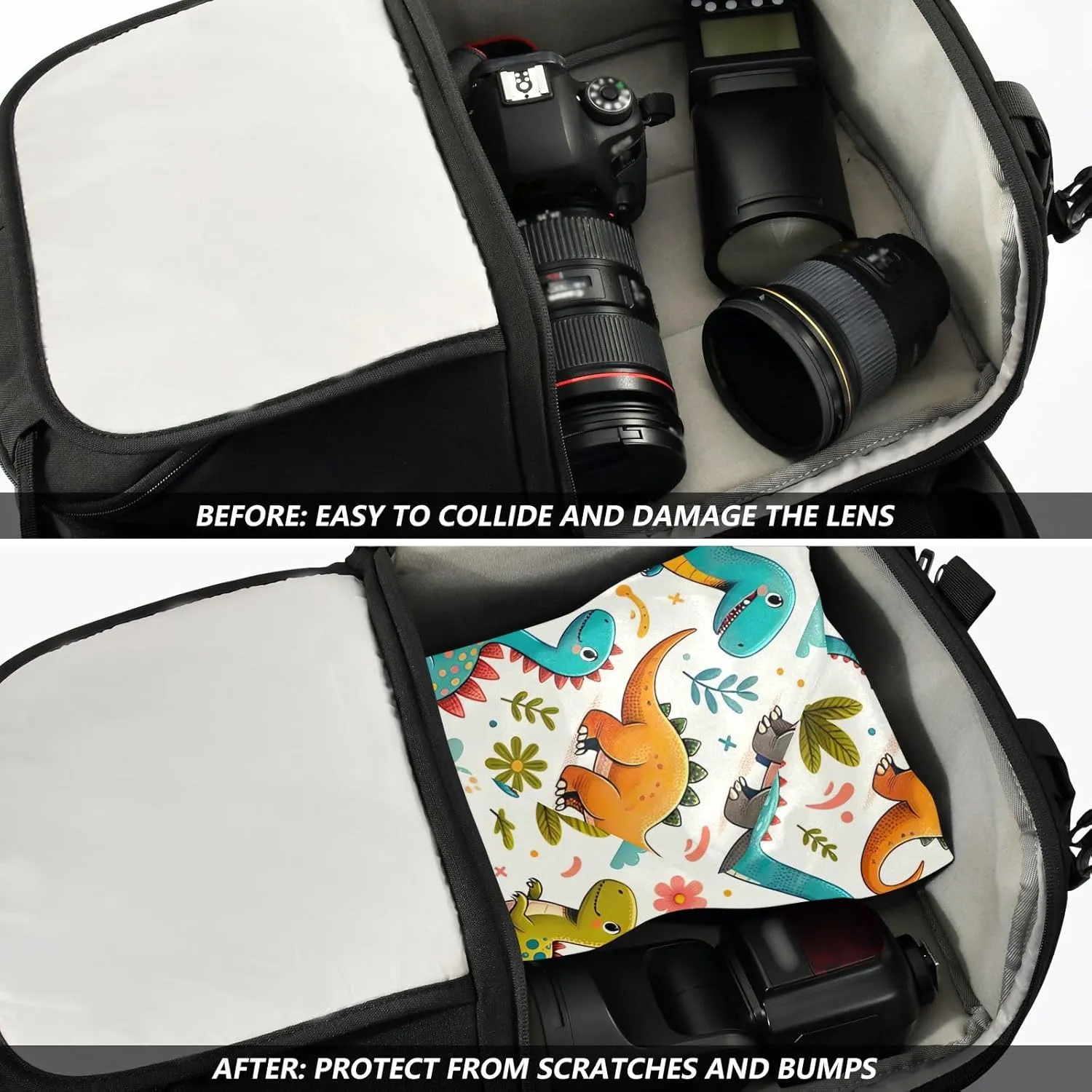 ODAWA Self-adhesive Cloth 17.7"x17.7" Dinosaur Fun Green Camera Protective Wrap Lightweight Foldable Wrapper for Camera Accessories