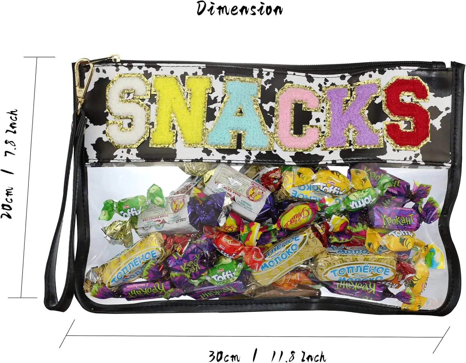 Oufegm Monogram Chenille Clear Makeup Letter Bag Clear Purse Travel Stadium Letter Bags Snack Pouch Clear Beach Bags for Cosmetics And Toiletries Organization Clear Travel Pouch