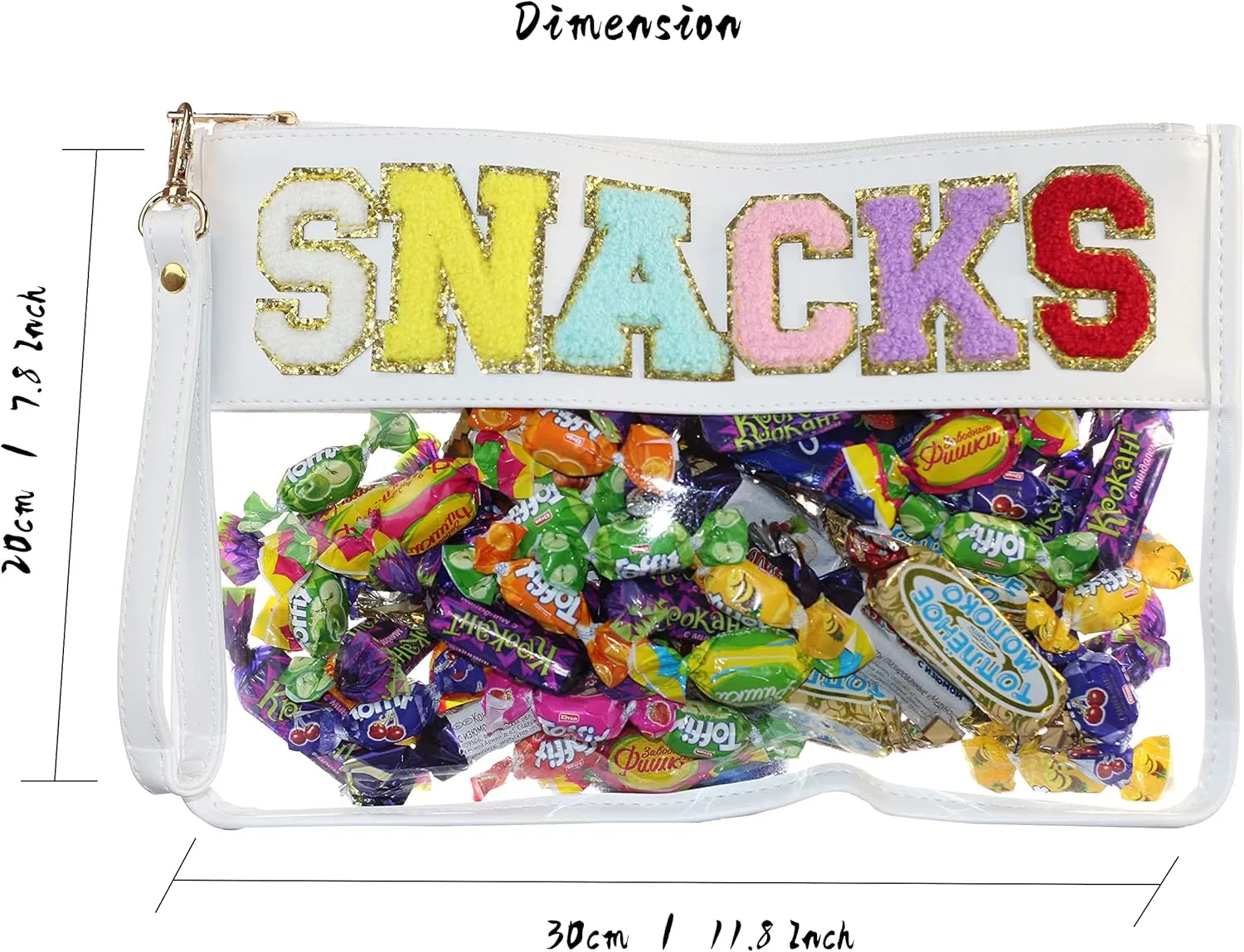 Oufegm Monogram Chenille Clear Makeup Letter Bag Clear Purse Travel Stadium Letter Bags Snack Pouch Clear Beach Bags for Cosmetics And Toiletries Organization Clear Travel Pouch
