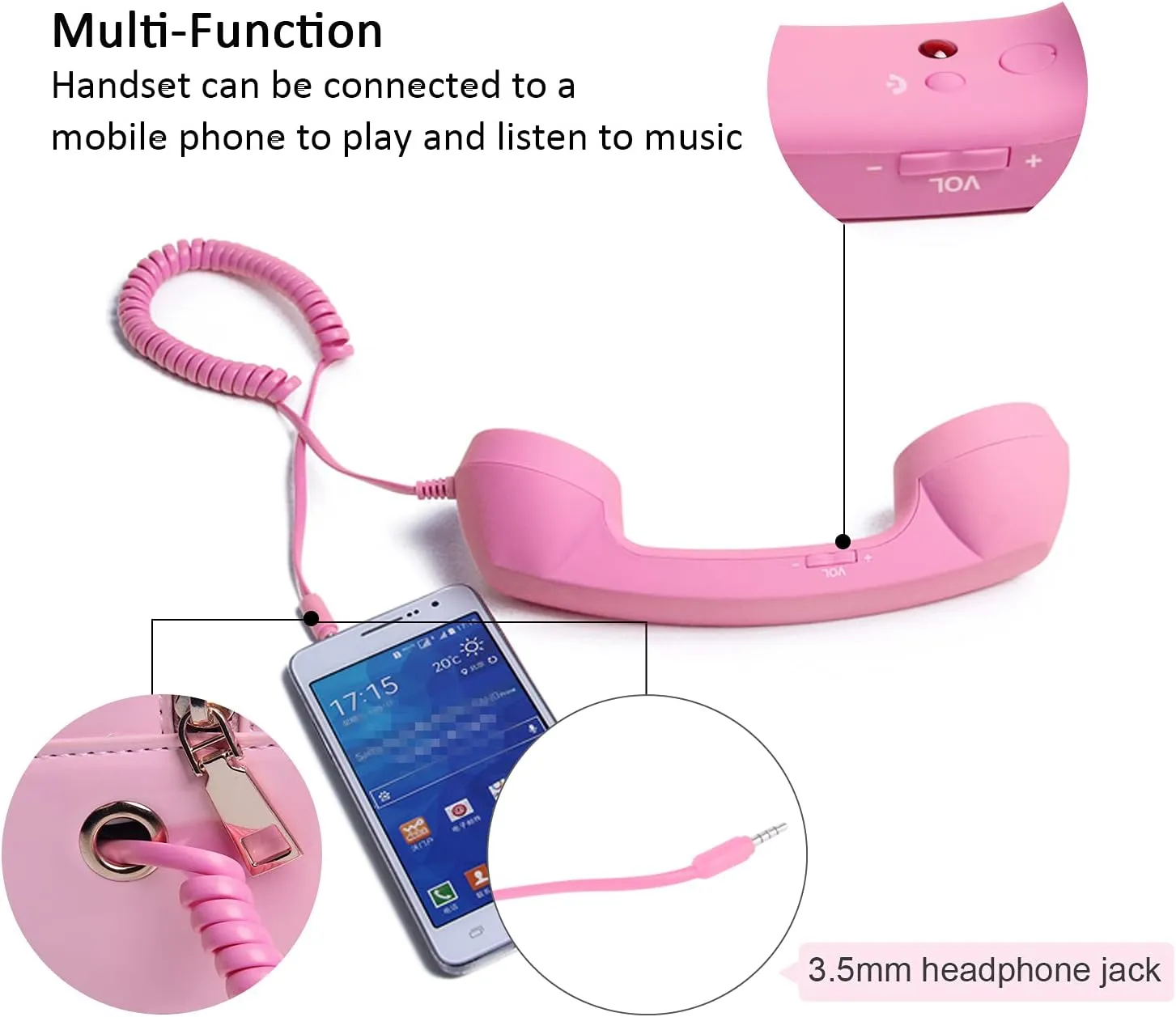 Oweisong Fun Telephone Purse for Women Novelty Pink Phone Tote Handbags Top Handle Shoulder Crossbdoy Bag