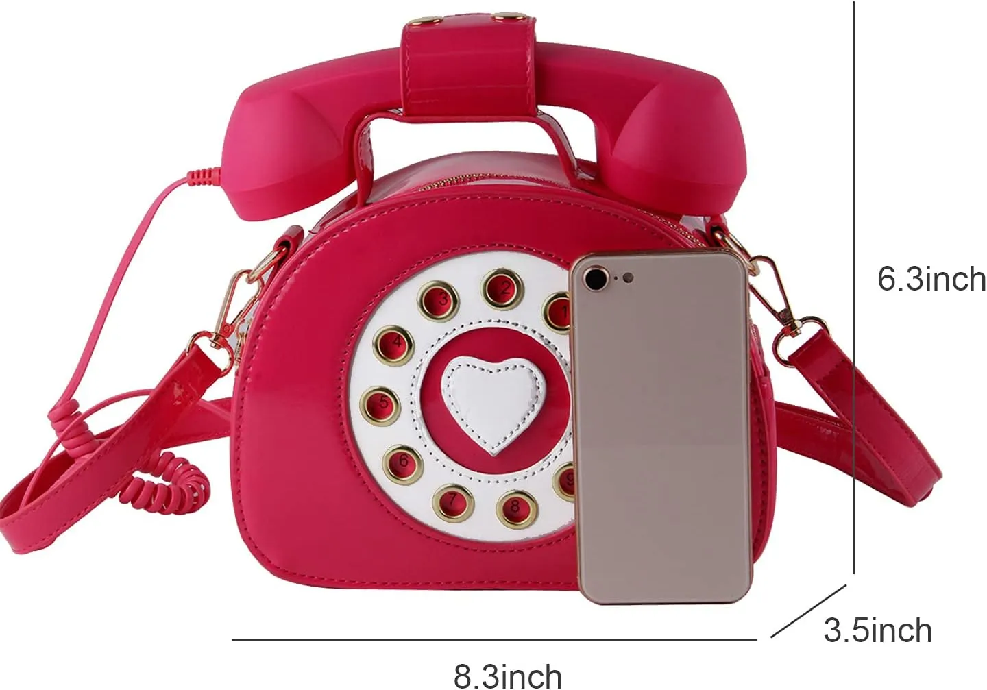 Oweisong Fun Telephone Purse for Women Novelty Pink Phone Tote Handbags Top Handle Shoulder Crossbdoy Bag