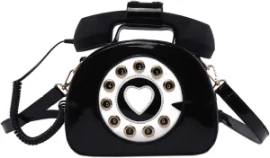 Oweisong Fun Telephone Purse for Women Novelty Pink Phone Tote Handbags Top Handle Shoulder Crossbdoy Bag