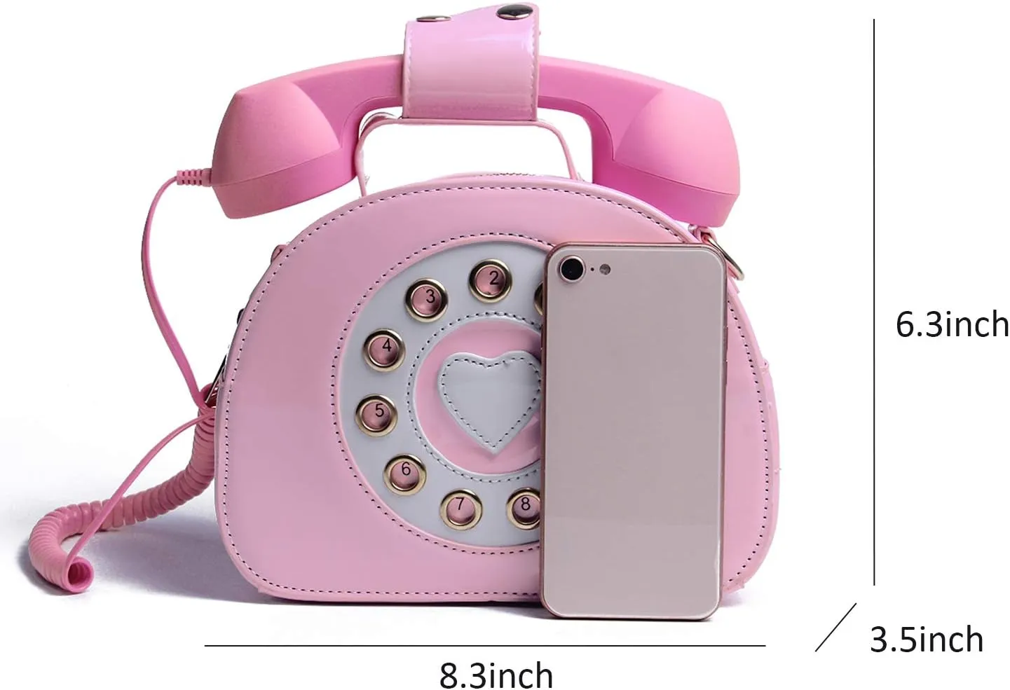 Oweisong Fun Telephone Purse for Women Novelty Pink Phone Tote Handbags Top Handle Shoulder Crossbdoy Bag