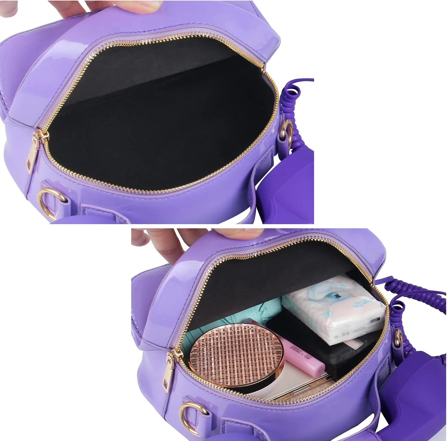 Oweisong Fun Telephone Purse for Women Novelty Pink Phone Tote Handbags Top Handle Shoulder Crossbdoy Bag