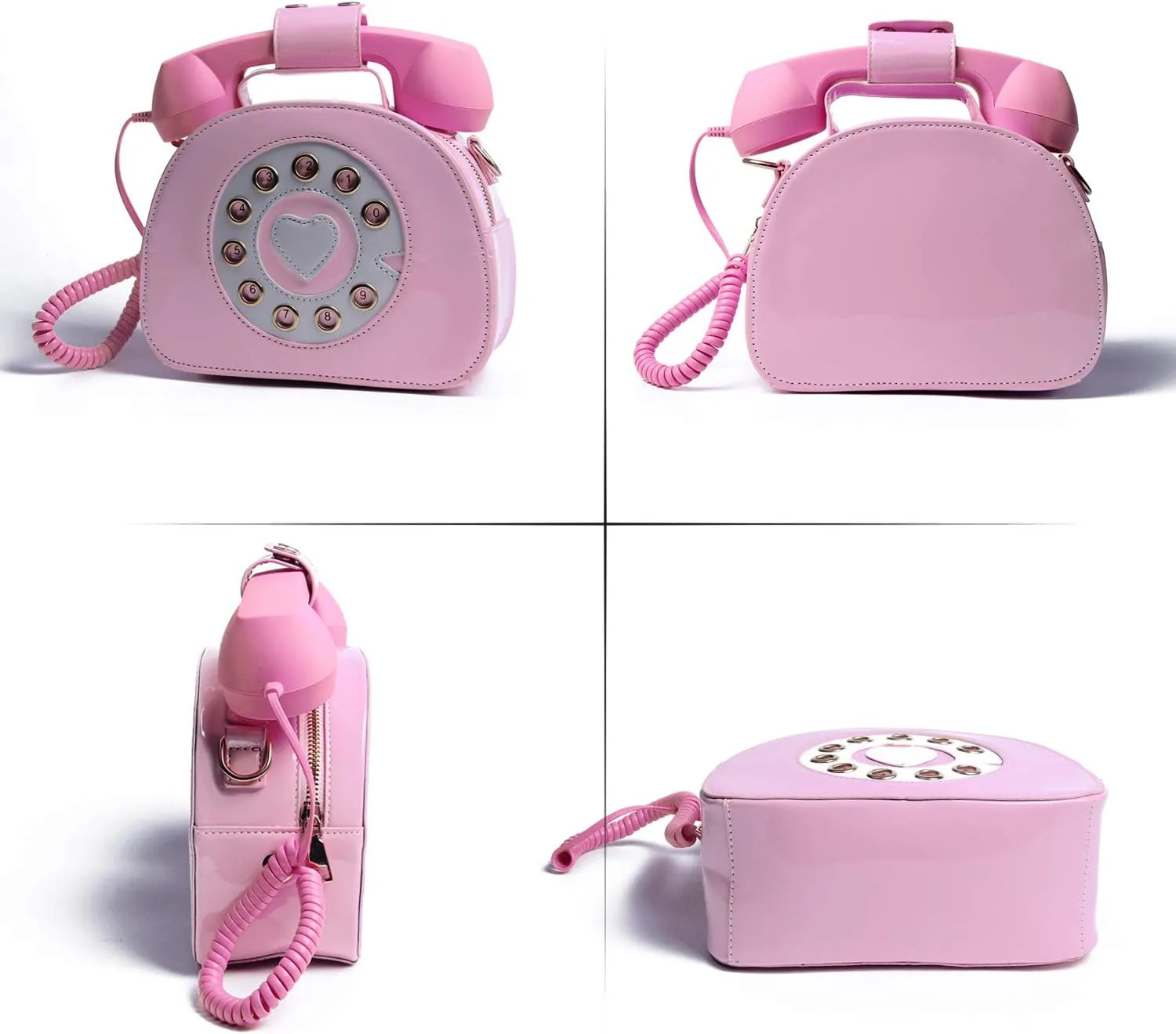 Oweisong Fun Telephone Purse for Women Novelty Pink Phone Tote Handbags Top Handle Shoulder Crossbdoy Bag