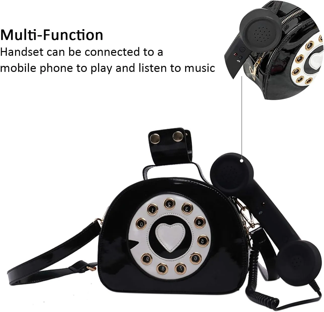 Oweisong Fun Telephone Purse for Women Novelty Pink Phone Tote Handbags Top Handle Shoulder Crossbdoy Bag