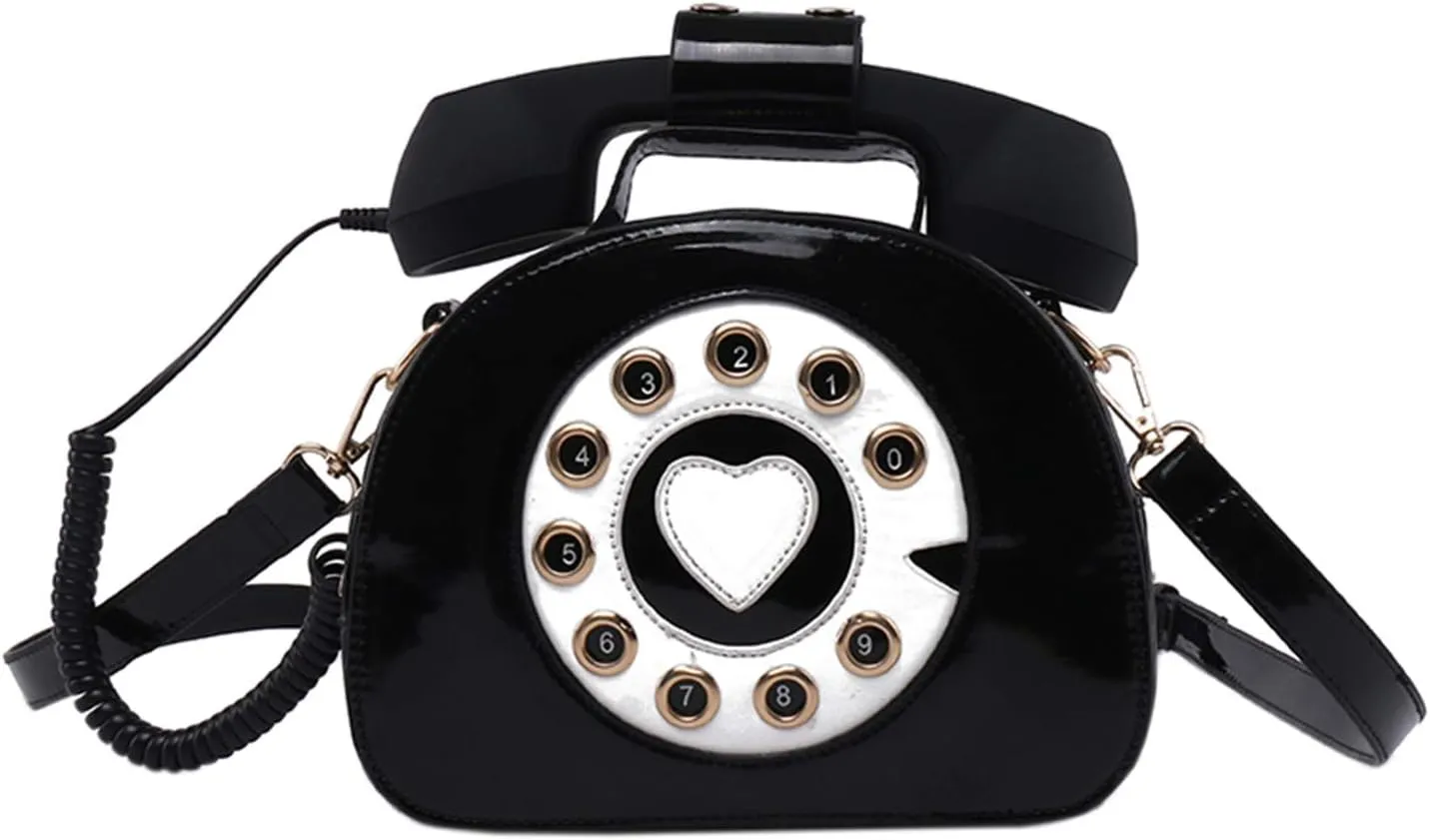 Oweisong Fun Telephone Purse for Women Novelty Pink Phone Tote Handbags Top Handle Shoulder Crossbdoy Bag