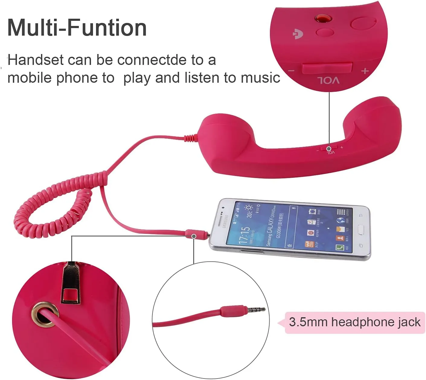 Oweisong Fun Telephone Purse for Women Novelty Pink Phone Tote Handbags Top Handle Shoulder Crossbdoy Bag