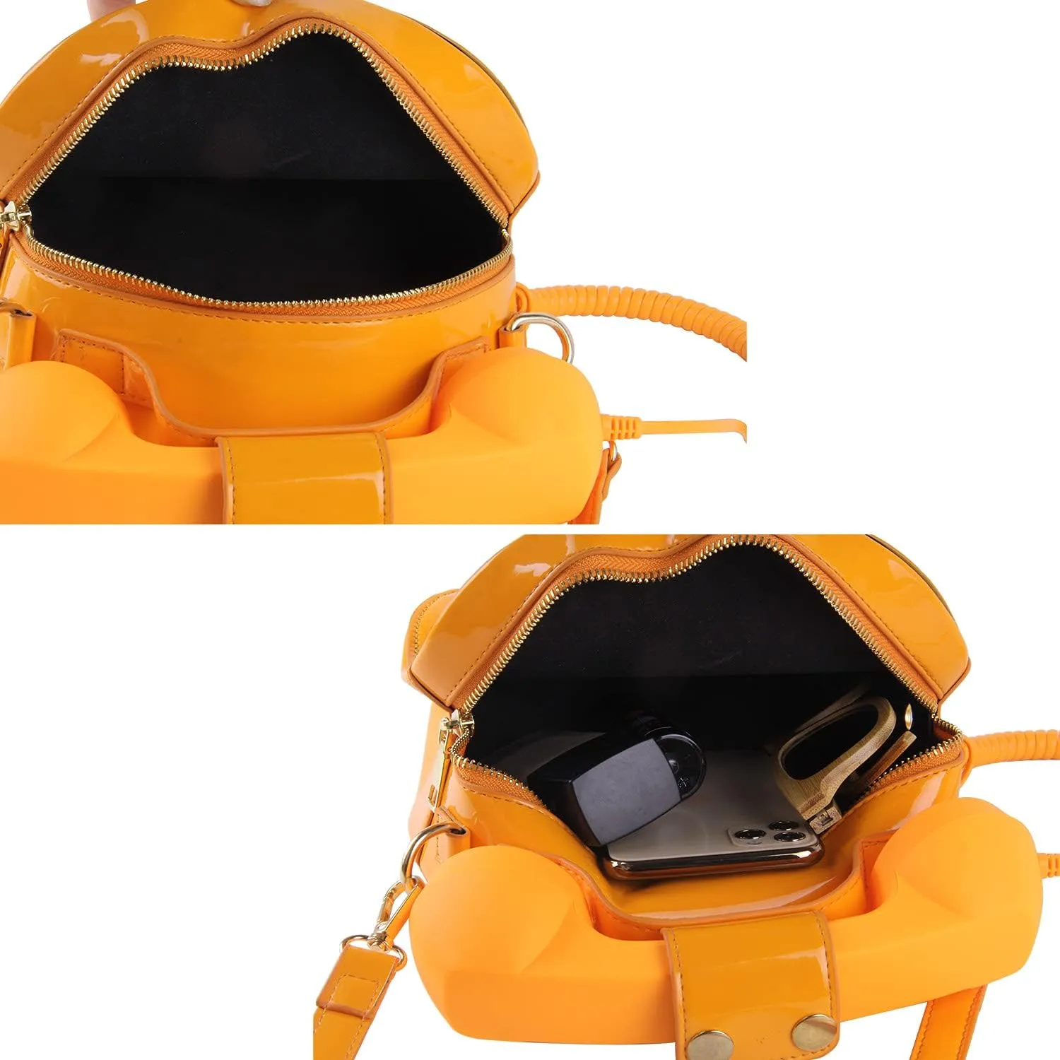 Oweisong Fun Telephone Purse for Women Novelty Pink Phone Tote Handbags Top Handle Shoulder Crossbdoy Bag