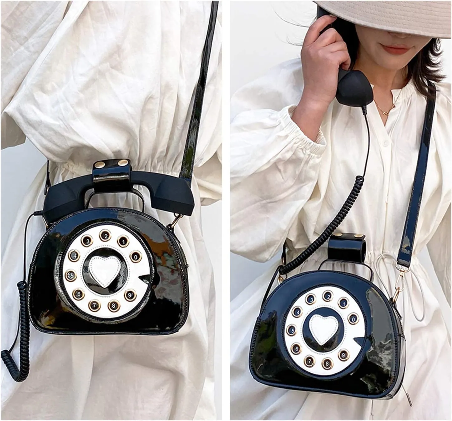 Oweisong Fun Telephone Purse for Women Novelty Pink Phone Tote Handbags Top Handle Shoulder Crossbdoy Bag