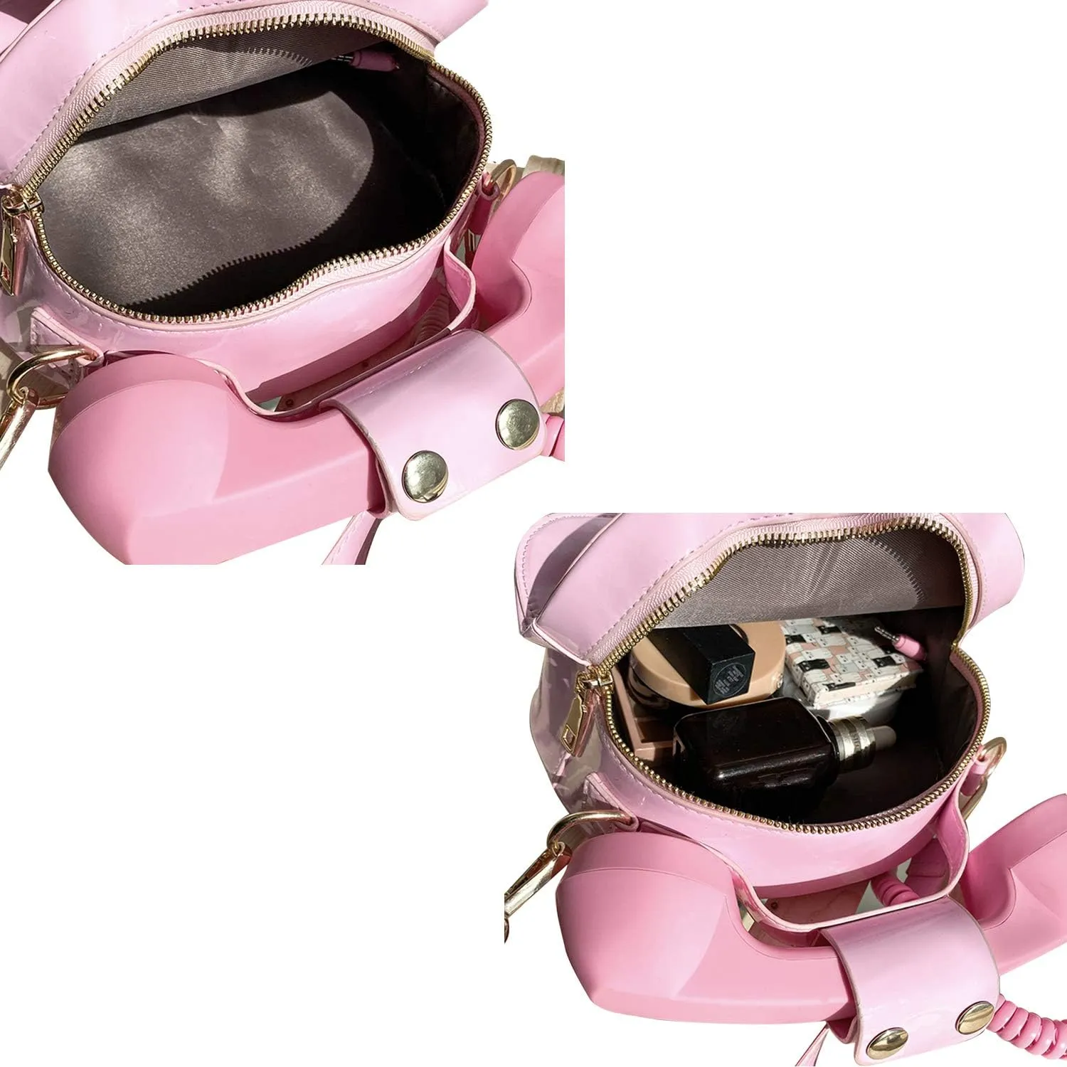 Oweisong Fun Telephone Purse for Women Novelty Pink Phone Tote Handbags Top Handle Shoulder Crossbdoy Bag