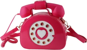 Oweisong Fun Telephone Purse for Women Novelty Pink Phone Tote Handbags Top Handle Shoulder Crossbdoy Bag