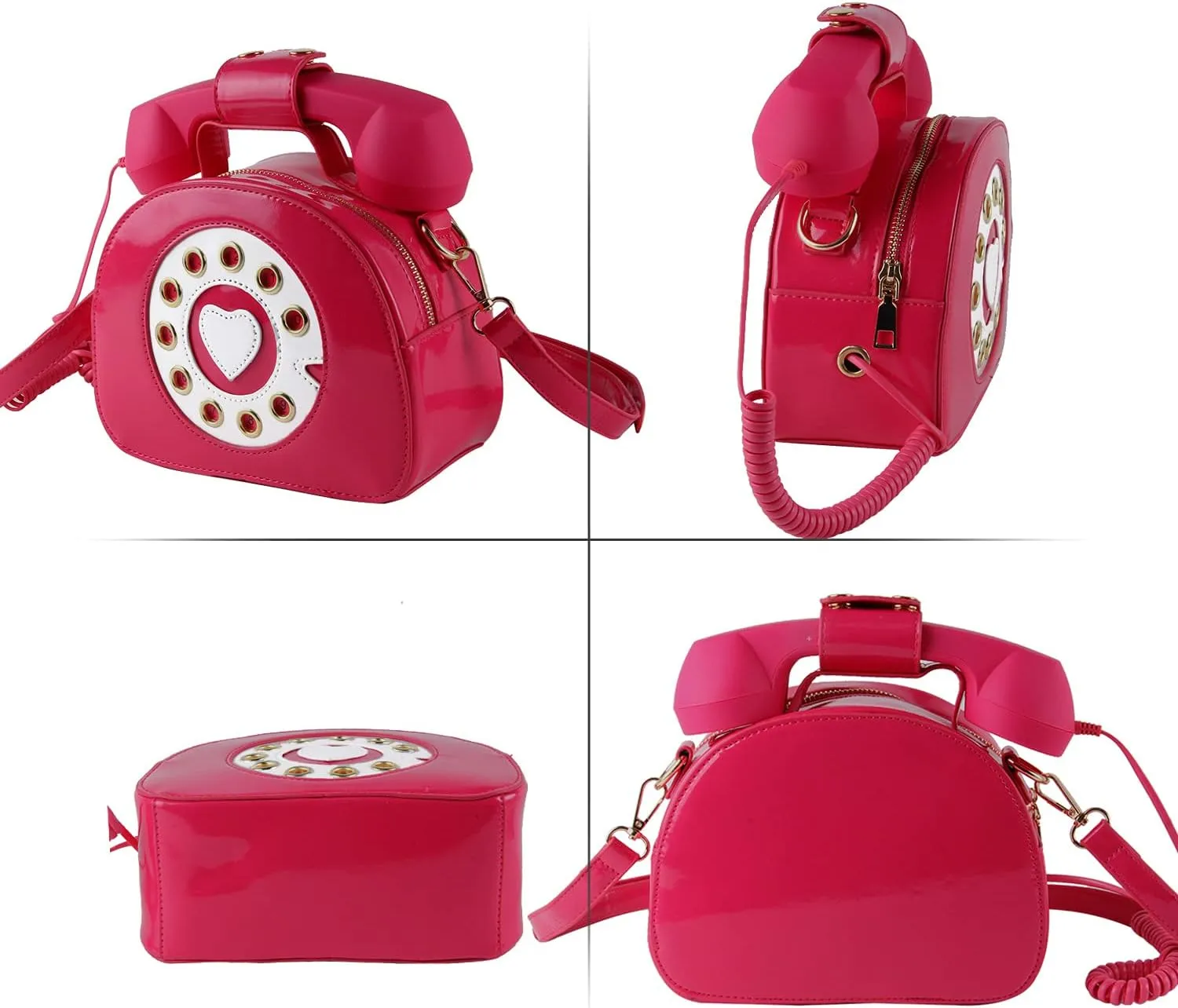 Oweisong Fun Telephone Purse for Women Novelty Pink Phone Tote Handbags Top Handle Shoulder Crossbdoy Bag