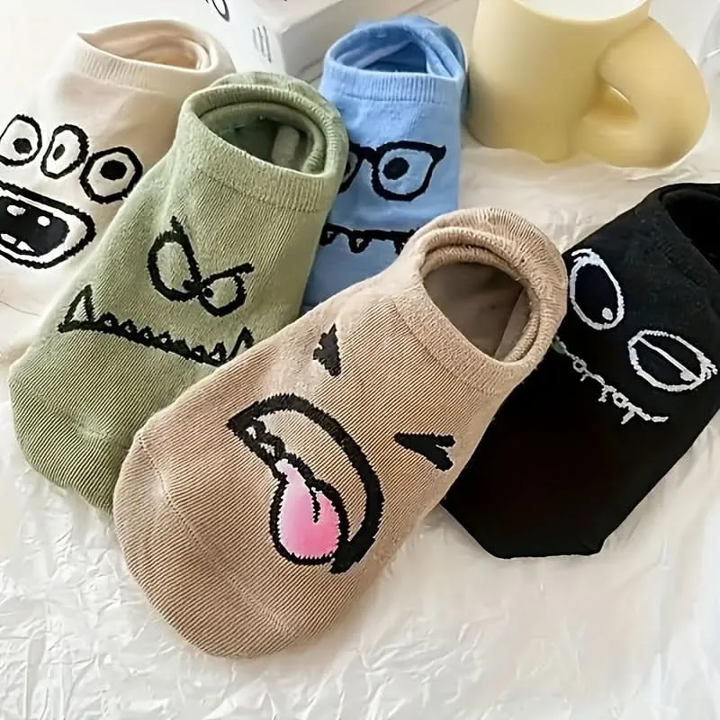 Pack of 5 Pairs Fun Cartoon Ankle Socks