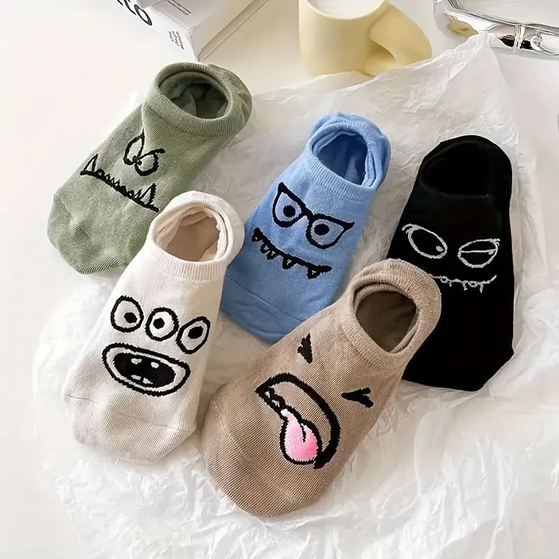 Pack of 5 Pairs Fun Cartoon Ankle Socks