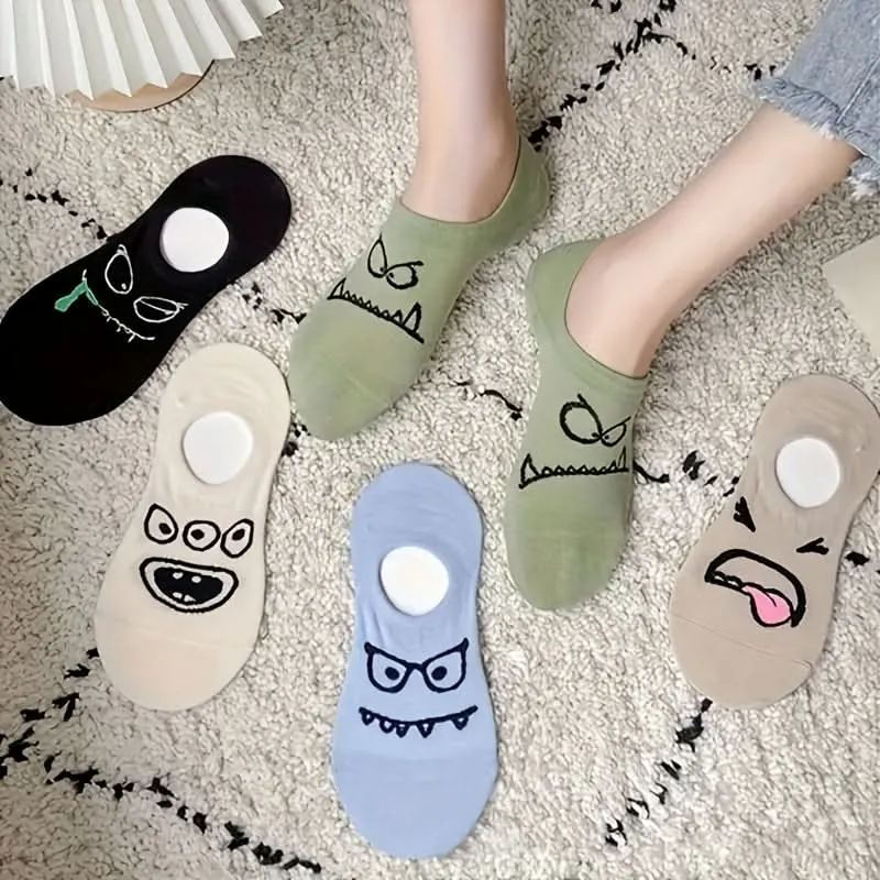 Pack of 5 Pairs Fun Cartoon Ankle Socks