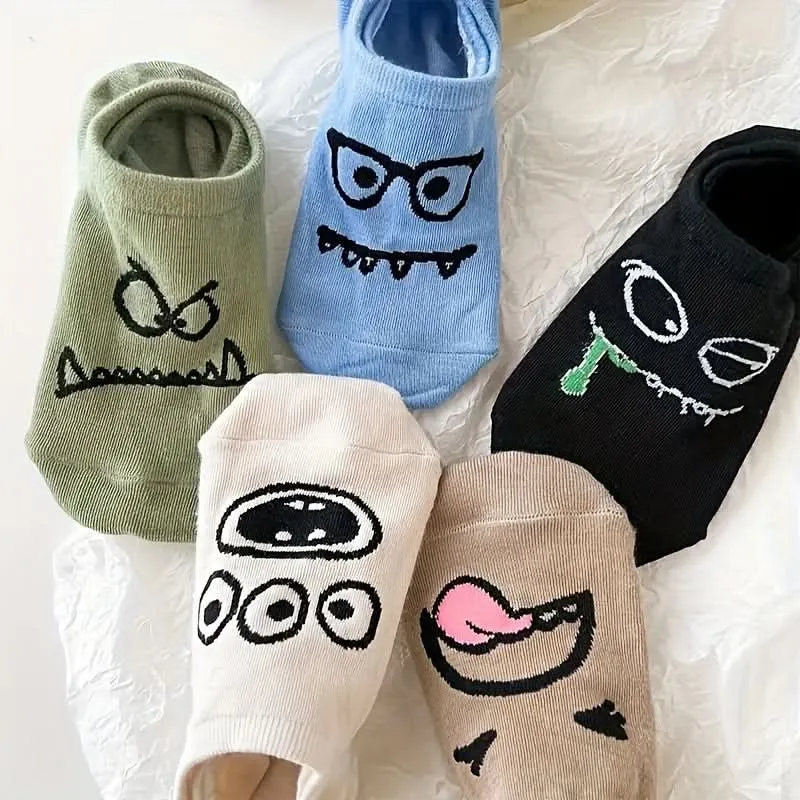 Pack of 5 Pairs Fun Cartoon Ankle Socks