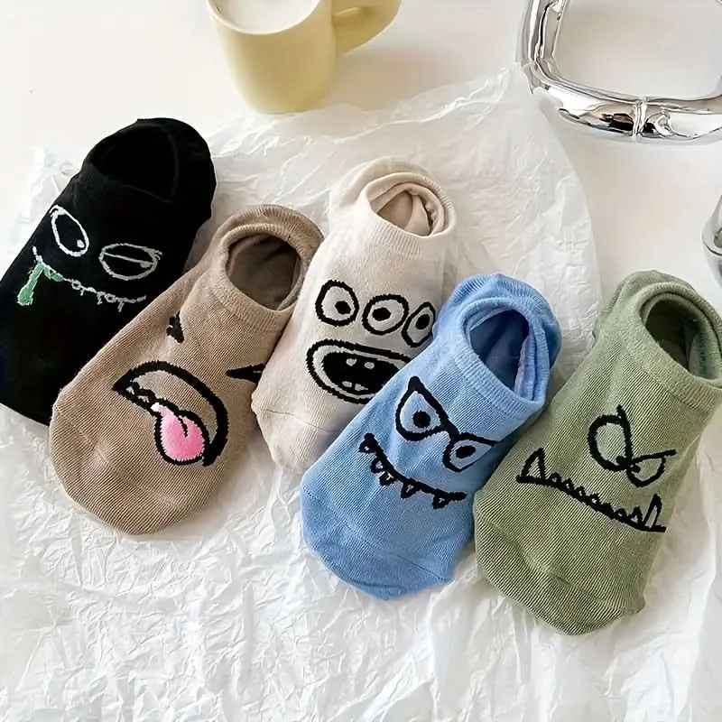 Pack of 5 Pairs Fun Cartoon Ankle Socks
