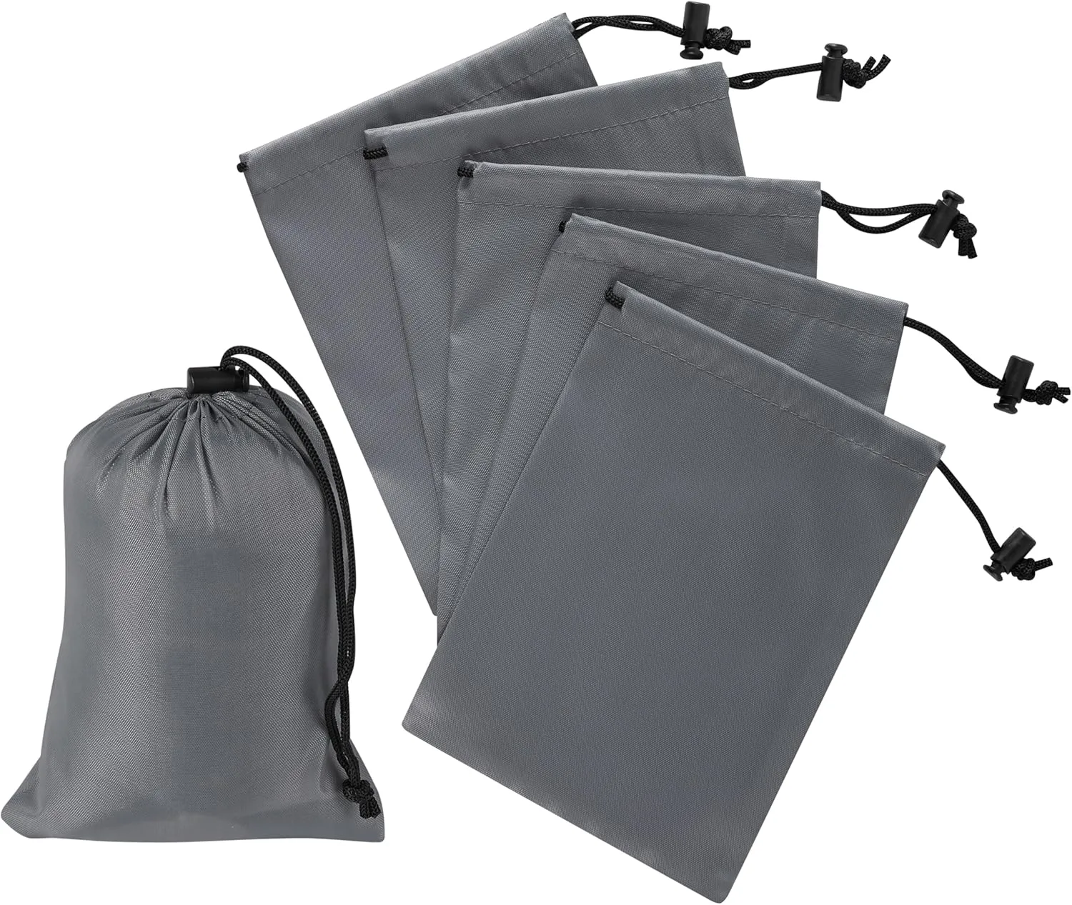 PALTERWEAR Drawstring Bag with Toggle - Nylon Cinch and Ditty Pouch (Gray, 5 x 7 Inch)