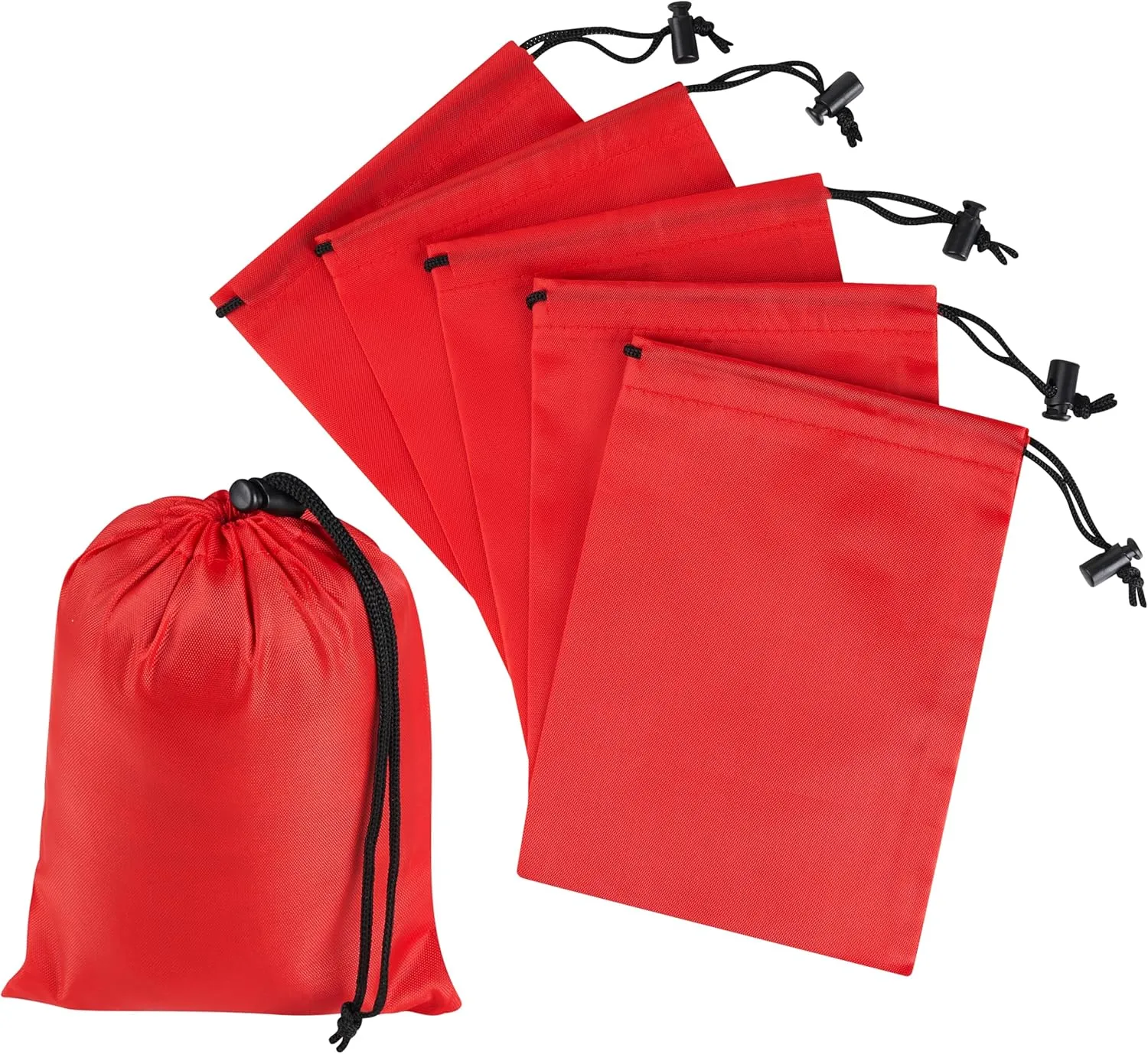 PALTERWEAR Drawstring Bag with Toggle - Nylon Cinch and Ditty Pouch (Red, 5 x 7 Inch)