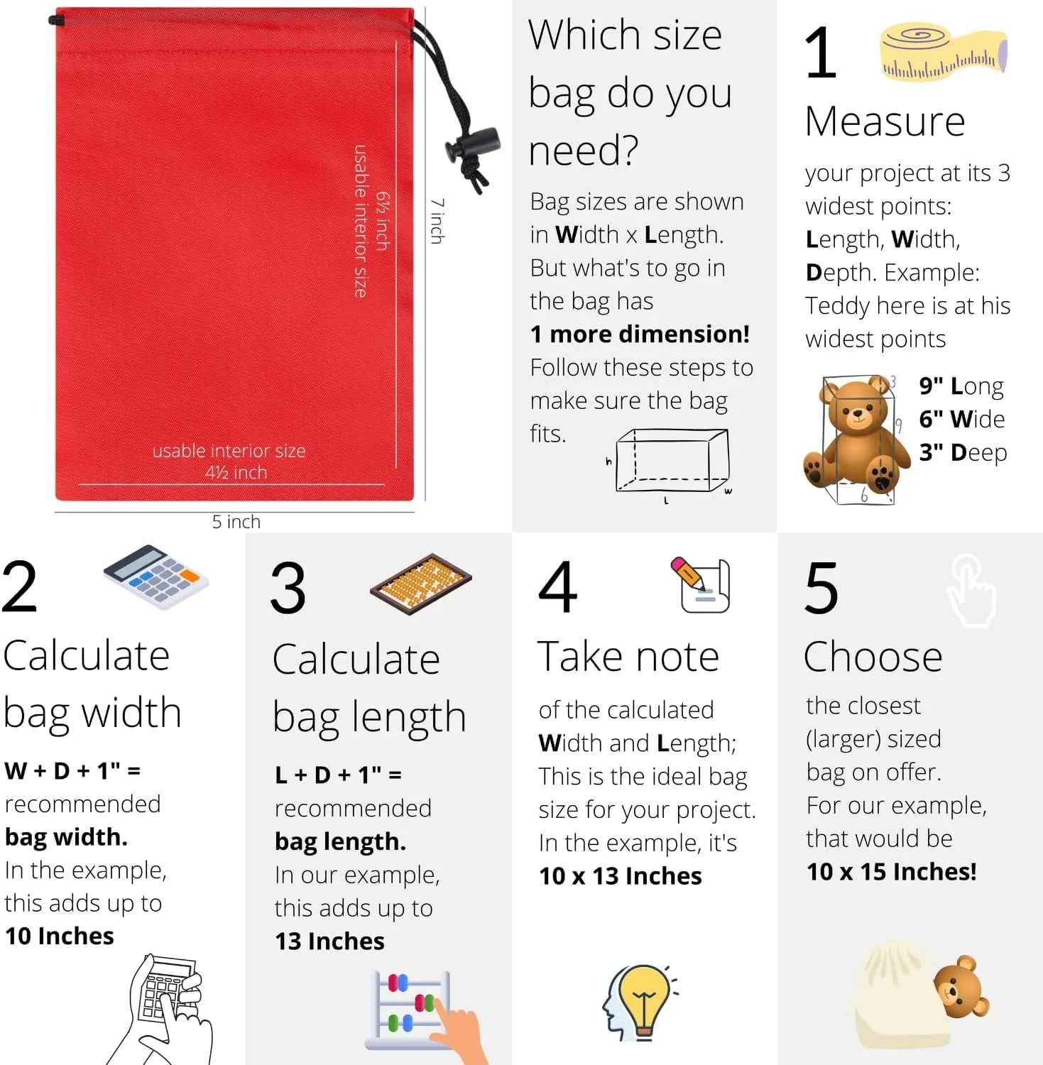 PALTERWEAR Drawstring Bag with Toggle - Nylon Cinch and Ditty Pouch (Red, 5 x 7 Inch)