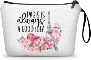 Paris Travel Cosmetic Bags - Unique Women's Gifts for International Travel, Christmas, Sister, Friend